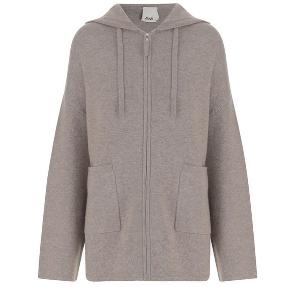 Allude Ribbed Wool And Cashmere Sweatshirt With Adjustable Hood - NWT - Picture 1 of 3